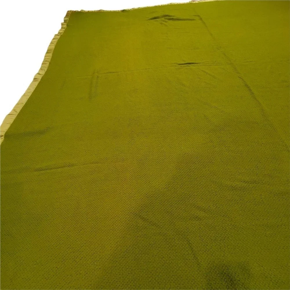 Vintage Avocado Green Knit Satin‎ Trim Blanket Floral Queen Acrylic 91 X 97